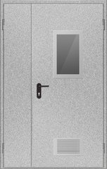 Двері протипожежні з вентиляційною сіткою та склінням ДМП ЕІ60-2-2100x1200, ЄвроСтандарт фото 1
