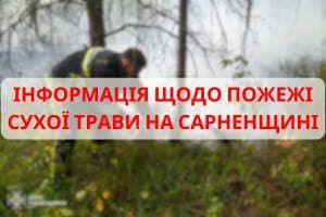 Рівненська область: інформація щодо пожежі сухої трави на Сарненщині