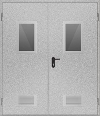 Двери противопожарные с вентиляционной решеткой и остеклением ДМП ЕІ60-2-2100x1500, ЕвроСтандарт фото 1