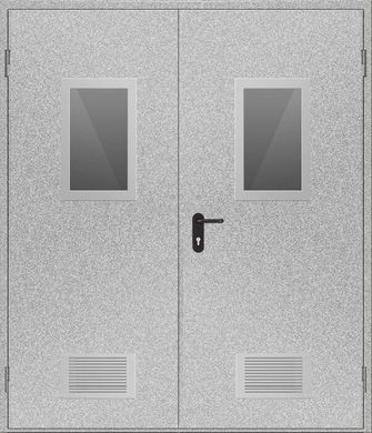 Двері протипожежні з вентиляційною сіткою та склінням ДМП ЕІ60-2-2100x1500, ЄвроСтандарт фото 1