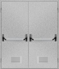Двери противопожарные с вентиляционной решеткой ДМП ЕІ60-2-2200х1600 "антипаника", ЕвроСтандарт фото 1