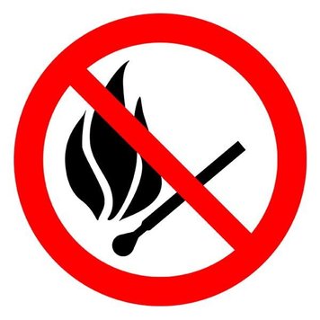Знак Запрещается пользоваться открытым огнем d-150 мм с-к пленка фото 1 ПОЖСОЮЗ