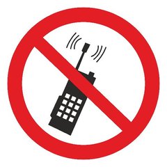 Знак Запрещается пользоватся мобильным телефоном d-150 мм с-к пленка фото 1