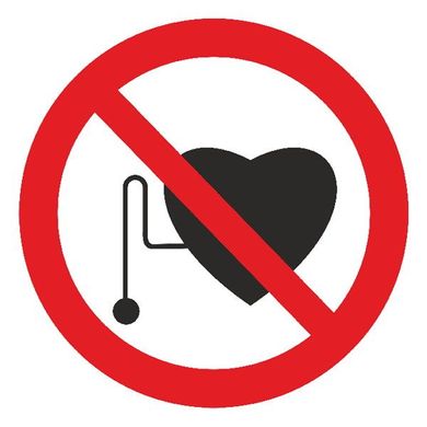 Знак Забороняється робота осіб з стимул. серцевої діяльності d-150 с-к плівка фото 1
